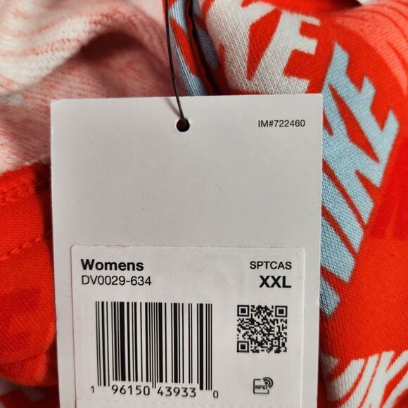 Nike Jogger Sweatpants Womens Size XXL Orange All Over Logo Fleece Lined NEW - Picture 8 of 14